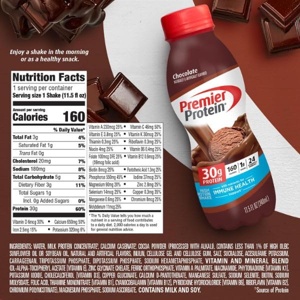 Premier Protein Shake, 30g Protein, 1g Sugar, 12 Pack